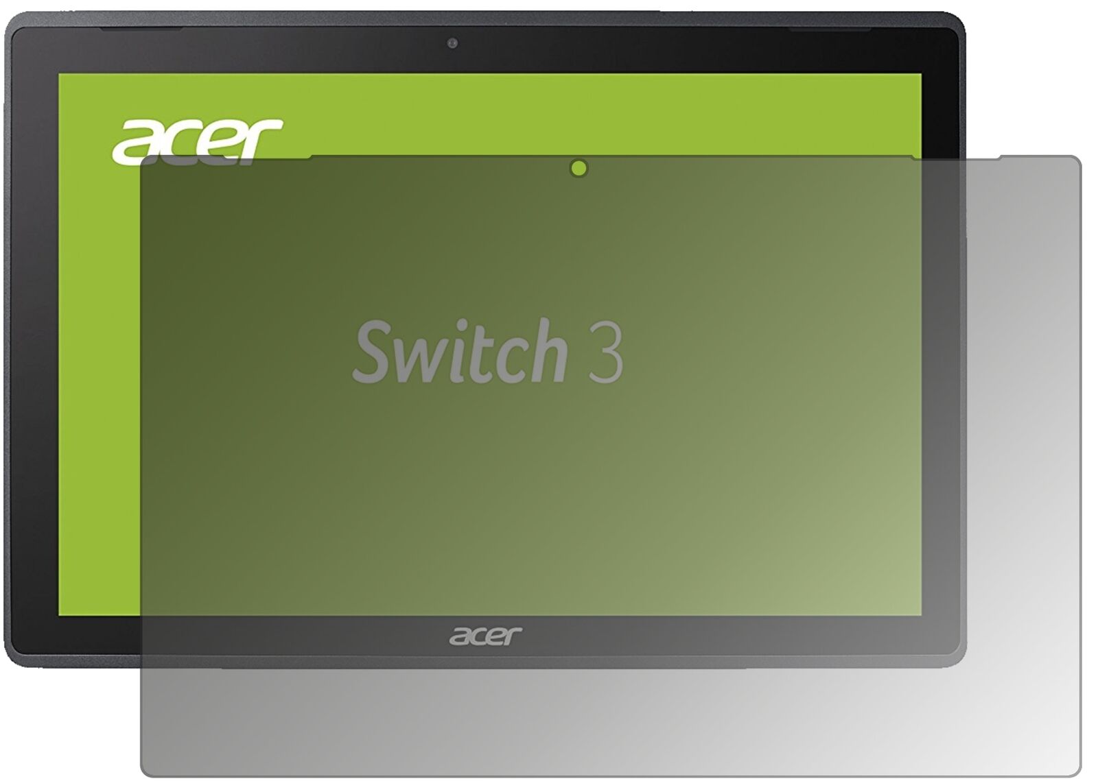 AcerSwitch 3 SW312-31-P7SF mit aufgebrachtem dipos Displayschutz, der seitliche Einblicke blockiert