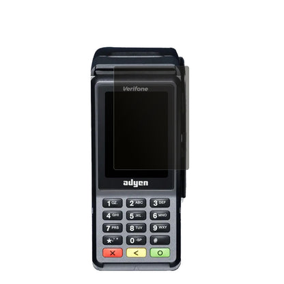 AdyenV400c Plus mit aufgebrachtem dipos Displayschutz, der seitliche Einblicke blockiert