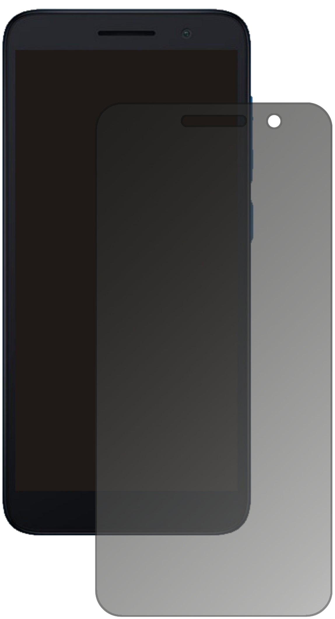 Alcatel1 (2021) mit aufgebrachtem dipos Displayschutz, der seitliche Einblicke blockiert