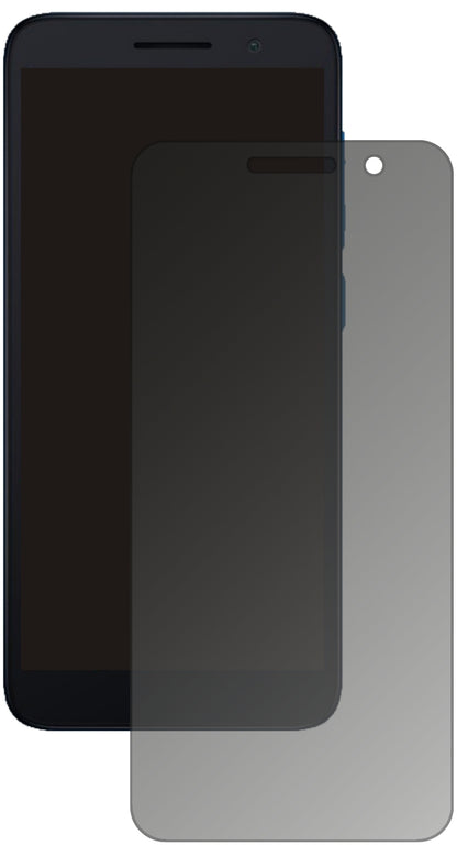 Alcatel1 (2021) mit aufgebrachtem dipos Displayschutz, der seitliche Einblicke blockiert