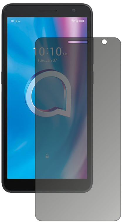Alcatel1B (2020) mit aufgebrachtem dipos Displayschutz, der seitliche Einblicke blockiert