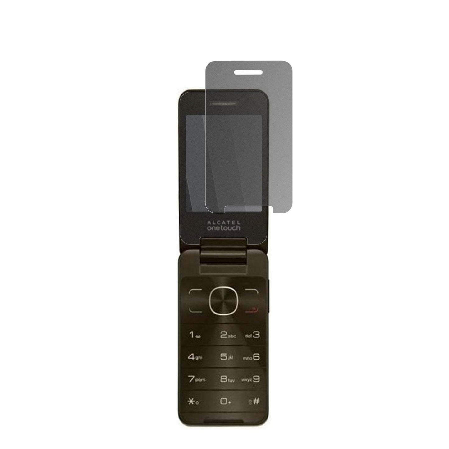 Alcatel2012 Chocolate mit aufgebrachtem dipos Displayschutz, der seitliche Einblicke blockiert