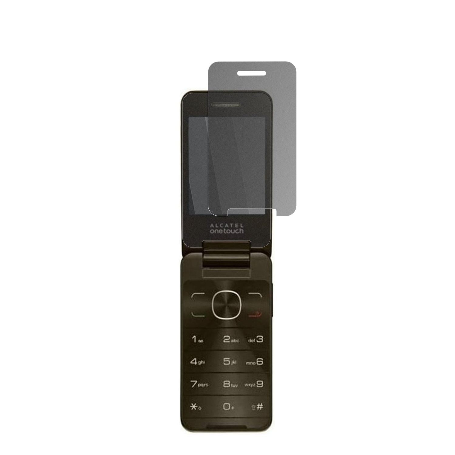 Alcatel2012 Chocolate mit aufgebrachtem dipos Displayschutz, der seitliche Einblicke blockiert