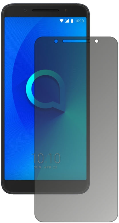 Alcatel3 mit aufgebrachtem dipos Displayschutz, der seitliche Einblicke blockiert