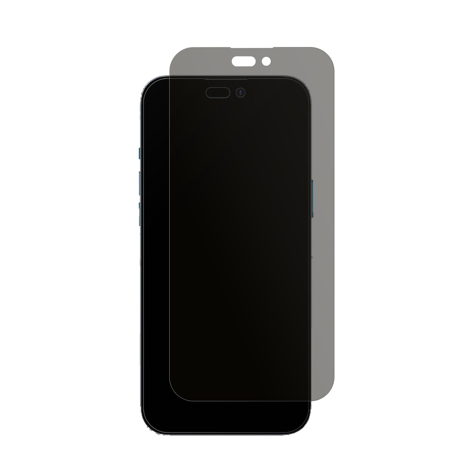 AppleiPhone 15 mit aufgebrachtem dipos Displayschutz, der seitliche Einblicke blockiert