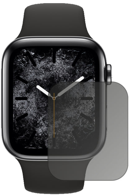 AppleWatch Series 5 (40mm) mit aufgebrachtem dipos Displayschutz, der seitliche Einblicke blockiert