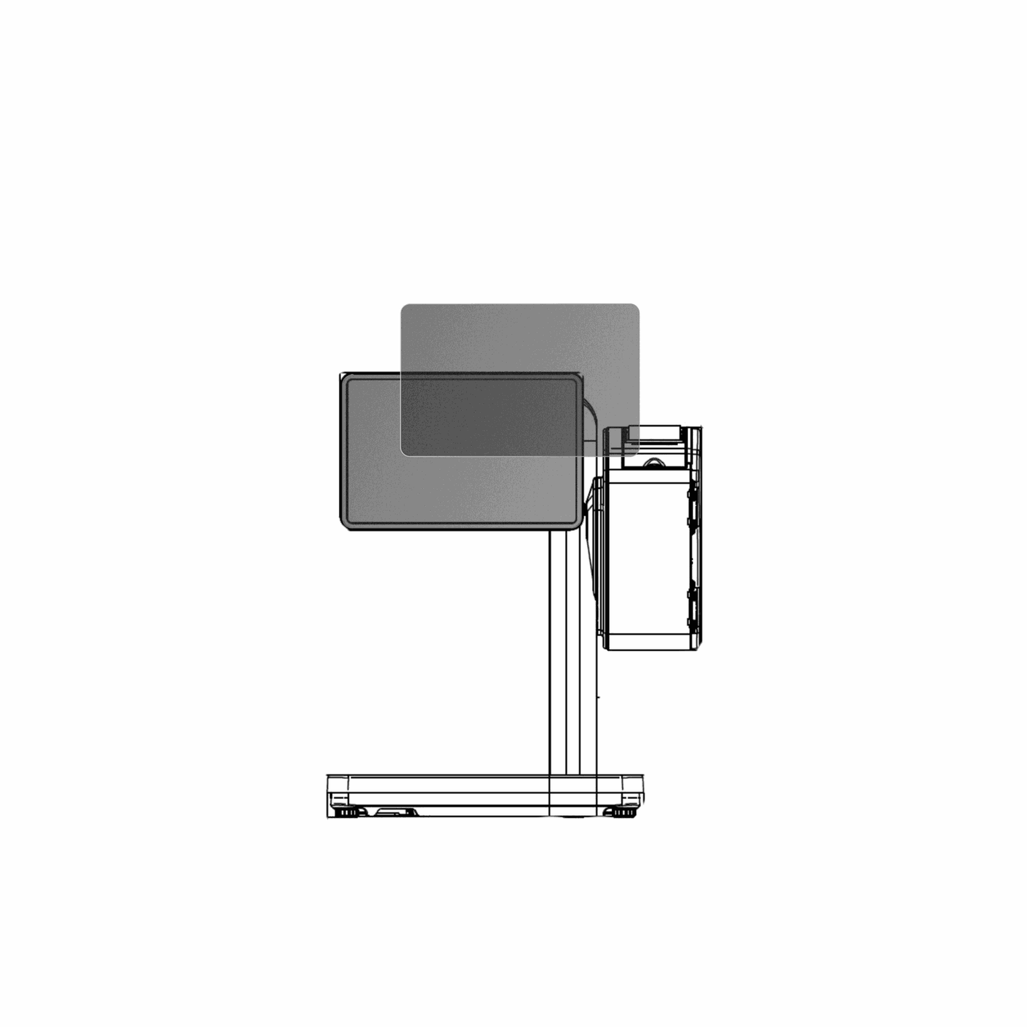 BizerbaQ1 pro 400 12.1 Zoll mit aufgebrachtem dipos Displayschutz, der seitliche Einblicke blockiert