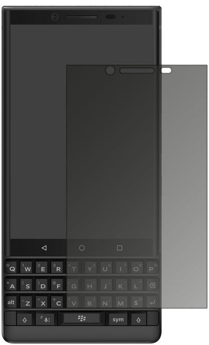 BlackberryKey 2 mit aufgebrachtem dipos Displayschutz, der seitliche Einblicke blockiert