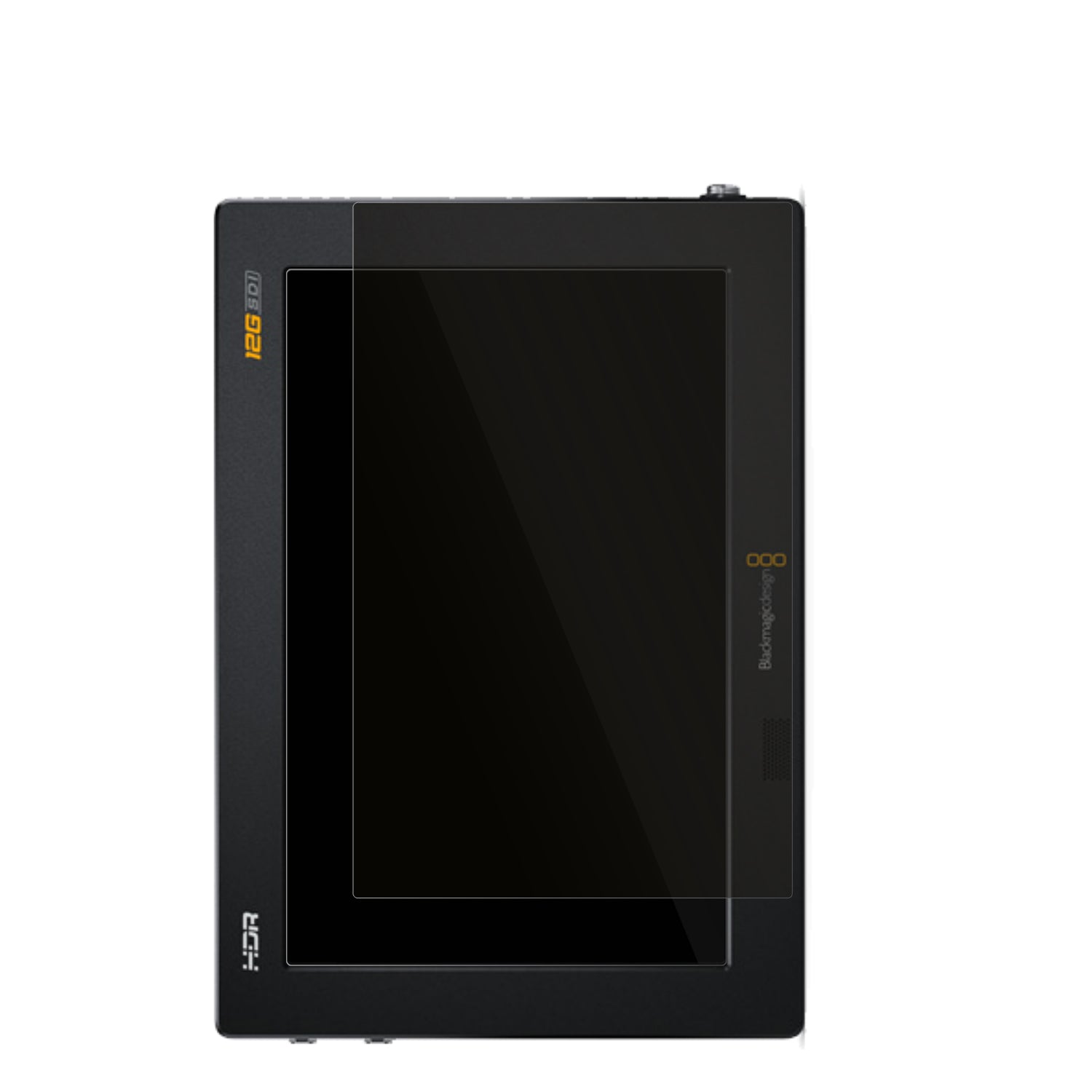 BlackmagicVideo Assist 12G HDR mit aufgebrachtem dipos Displayschutz, der seitliche Einblicke blockiert