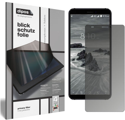 BlackviewS6 mit aufgebrachtem dipos Displayschutz, der seitliche Einblicke blockiert