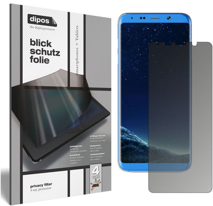 BlubooS8+ mit aufgebrachtem dipos Displayschutz, der seitliche Einblicke blockiert