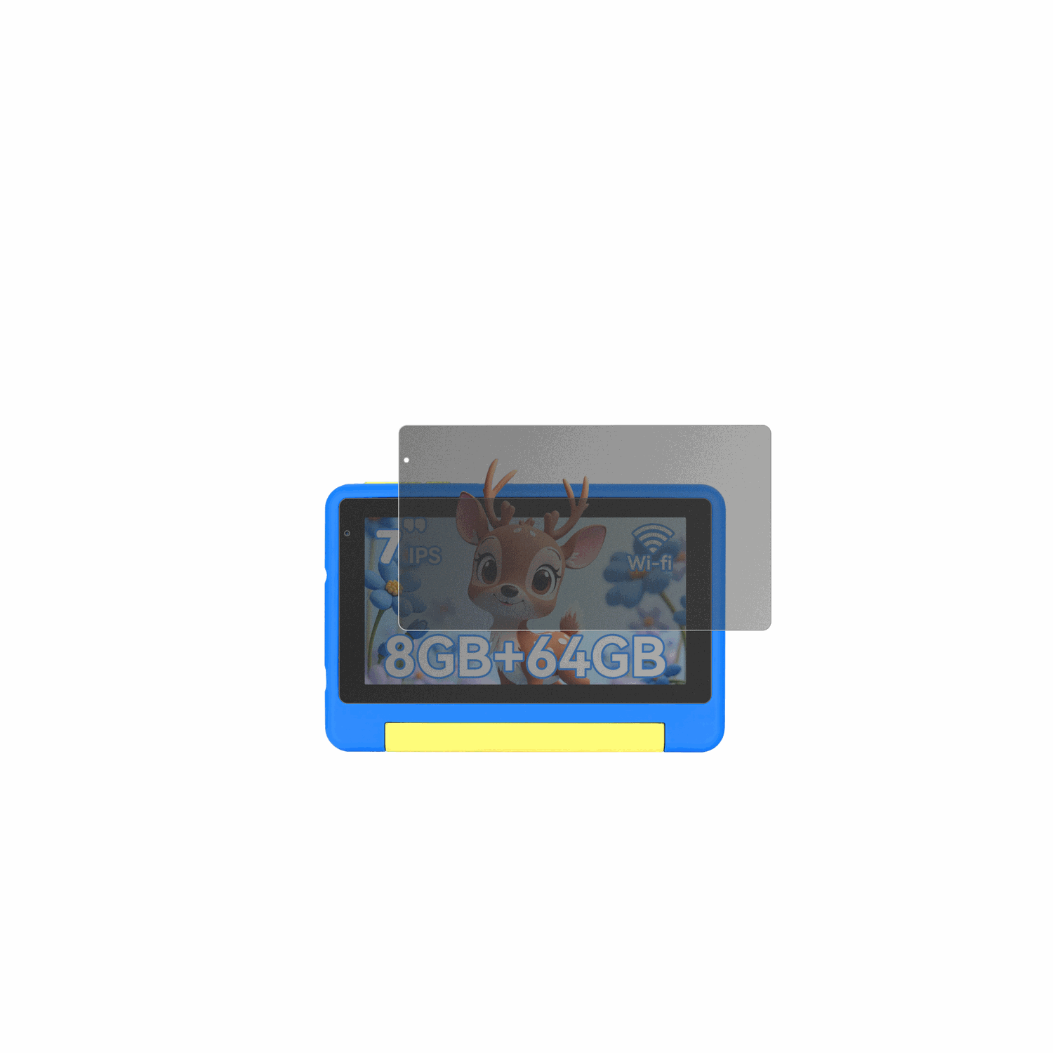 BufoKids Tablet 7 Zoll mit aufgebrachtem dipos Displayschutz, der seitliche Einblicke blockiert