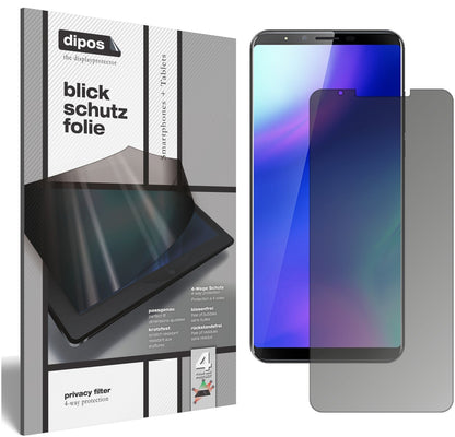 CubotX18 Plus mit aufgebrachtem dipos Displayschutz, der seitliche Einblicke blockiert