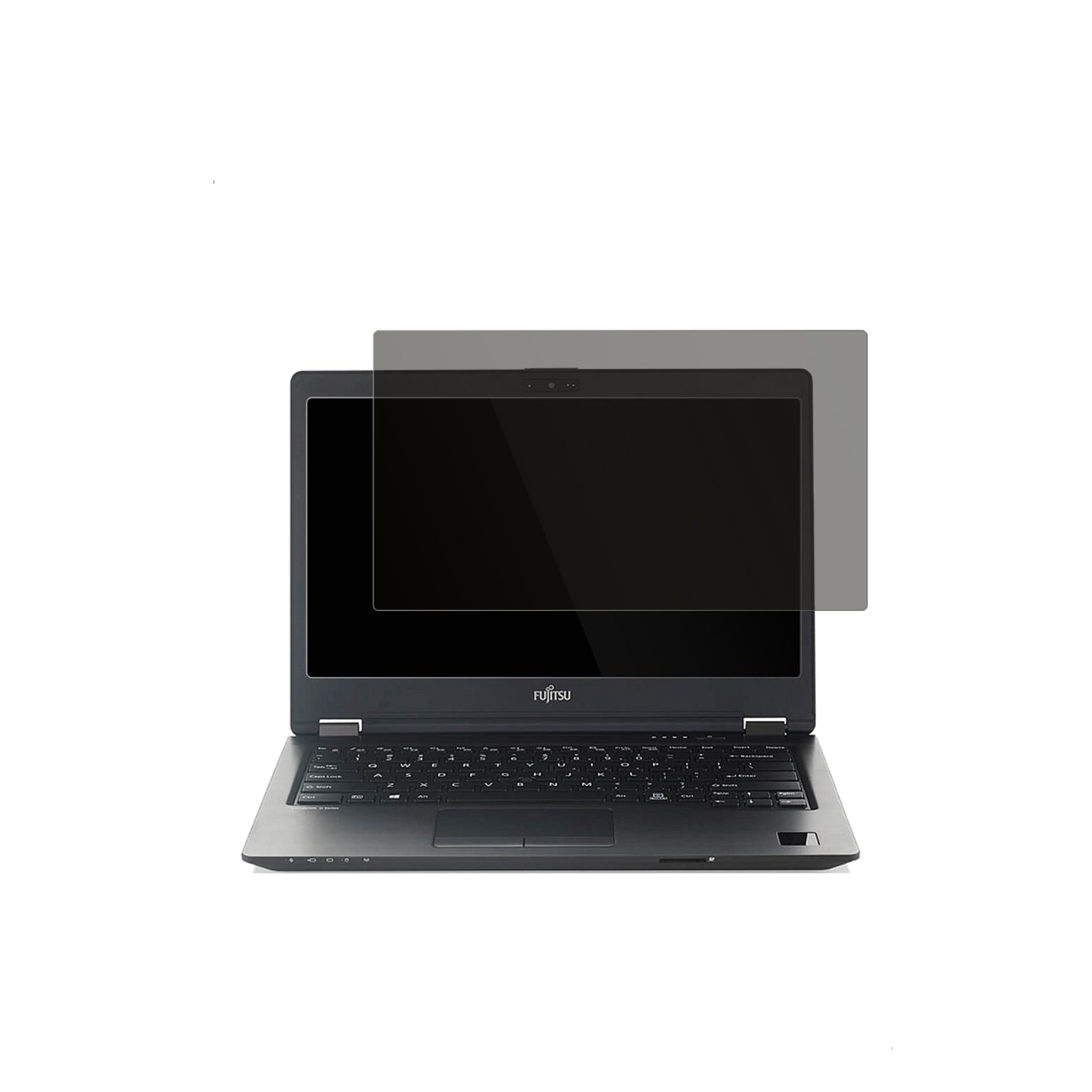 FujitsuLifebook E756 15.6 mit aufgebrachtem dipos Displayschutz, der seitliche Einblicke blockiert
