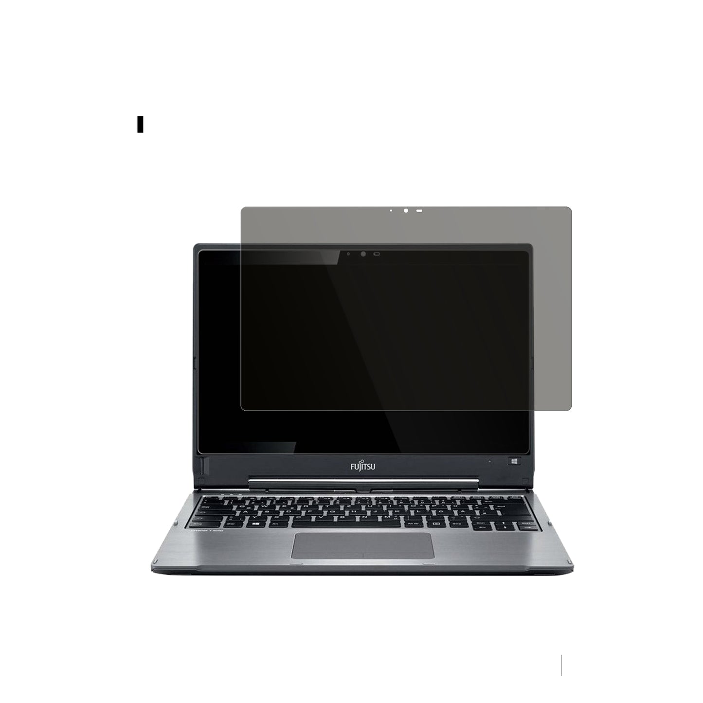 FujitsuLifebook T936 mit aufgebrachtem dipos Displayschutz, der seitliche Einblicke blockiert