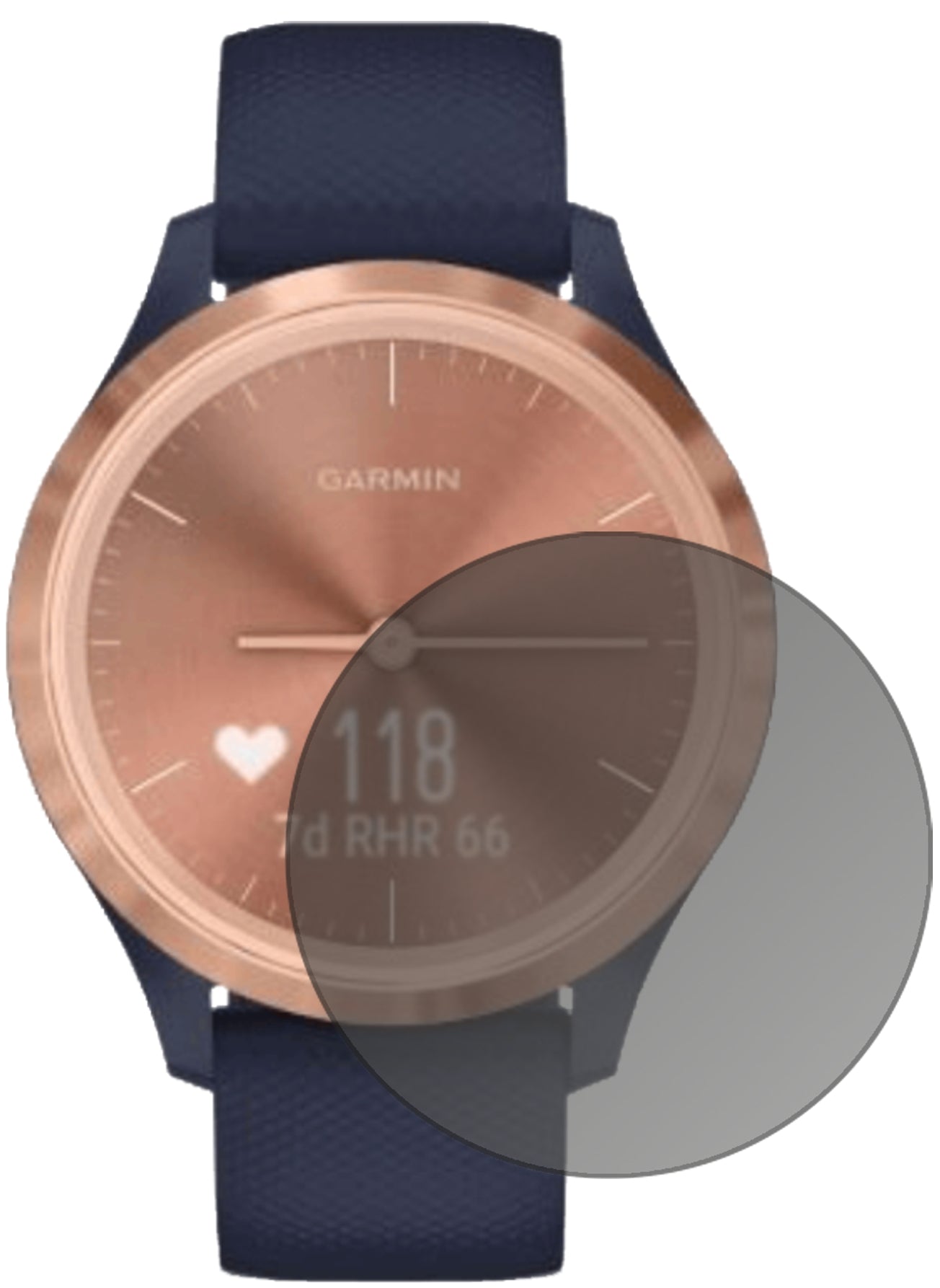 GarminVivomove 3s mit aufgebrachtem dipos Displayschutz, der seitliche Einblicke blockiert