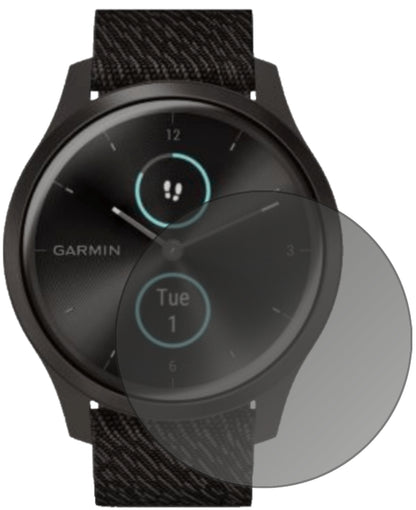 GarminVivomove Style mit aufgebrachtem dipos Displayschutz, der seitliche Einblicke blockiert