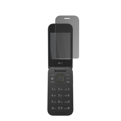 HMD2660 Flip 4G mit aufgebrachtem dipos Displayschutz, der seitliche Einblicke blockiert