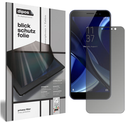 HOMTOMS16 mit aufgebrachtem dipos Displayschutz, der seitliche Einblicke blockiert