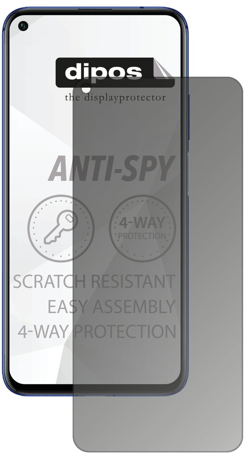 Honor20 mit aufgebrachtem dipos Displayschutz, der seitliche Einblicke blockiert