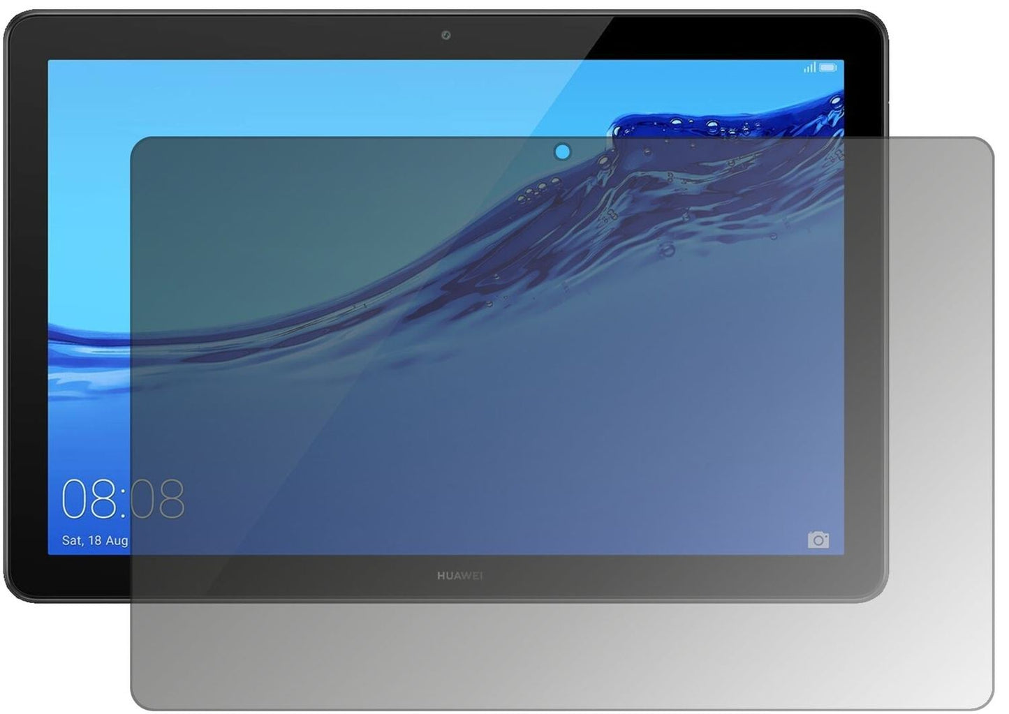 HuaweiMediaPad T5 mit aufgebrachtem dipos Displayschutz, der seitliche Einblicke blockiert