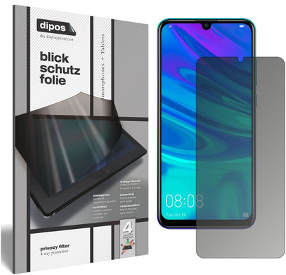 HuaweiP Smart (2019) mit aufgebrachtem dipos Displayschutz, der seitliche Einblicke blockiert