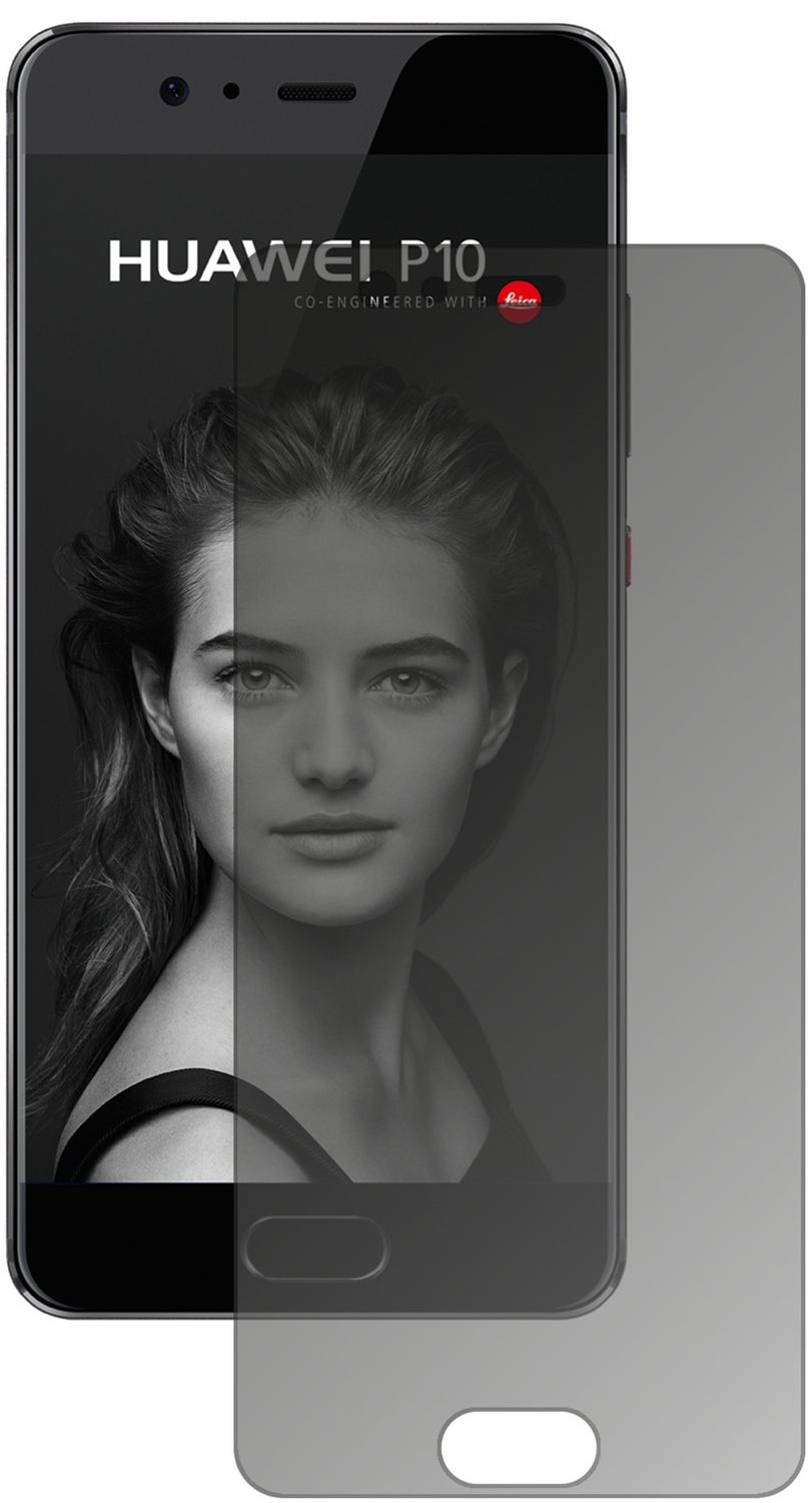 HuaweiP10 mit aufgebrachtem dipos Displayschutz, der seitliche Einblicke blockiert