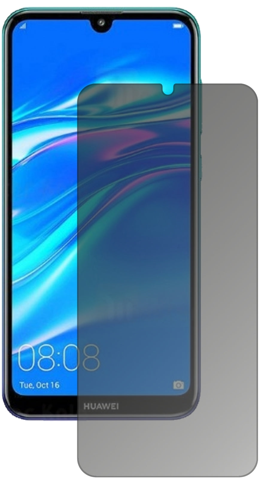 HuaweiEnjoy 9 mit aufgebrachtem dipos Displayschutz, der seitliche Einblicke blockiert