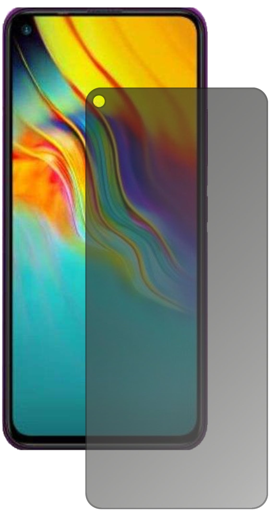 InfinixHot 9 Pro mit aufgebrachtem dipos Displayschutz, der seitliche Einblicke blockiert