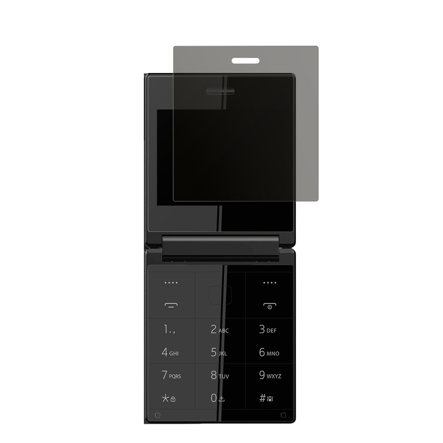 ItelFlip One mit aufgebrachtem dipos Displayschutz, der seitliche Einblicke blockiert