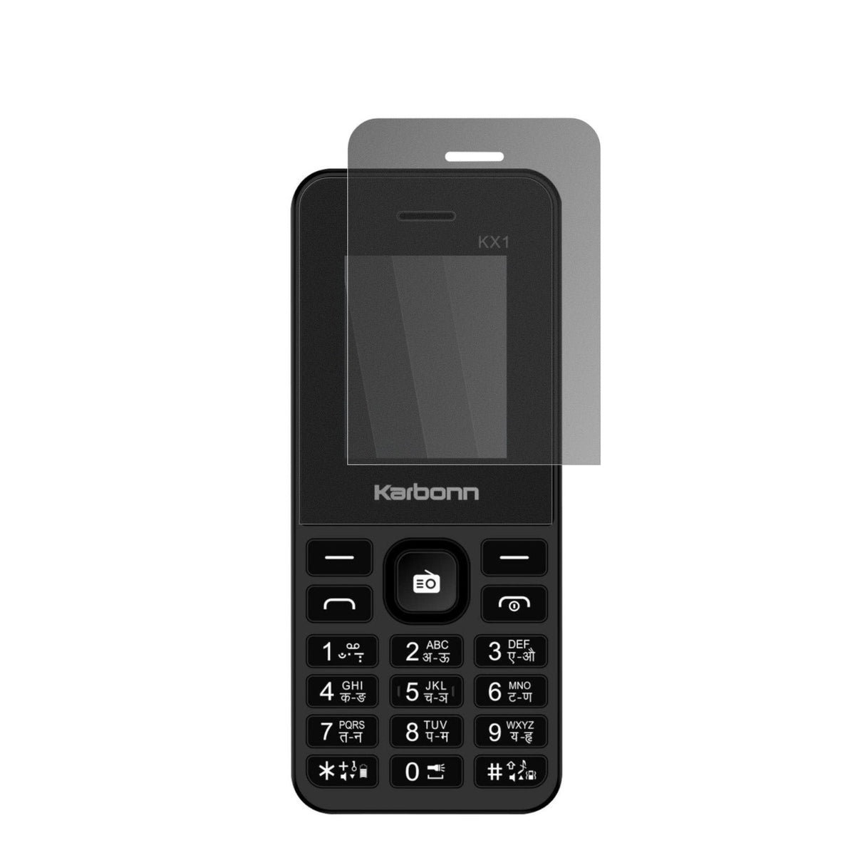 KarbonnKX1 mit aufgebrachtem dipos Displayschutz, der seitliche Einblicke blockiert
