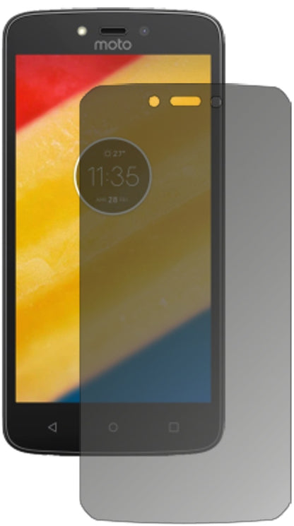 LenovoMoto C Plus mit aufgebrachtem dipos Displayschutz, der seitliche Einblicke blockiert