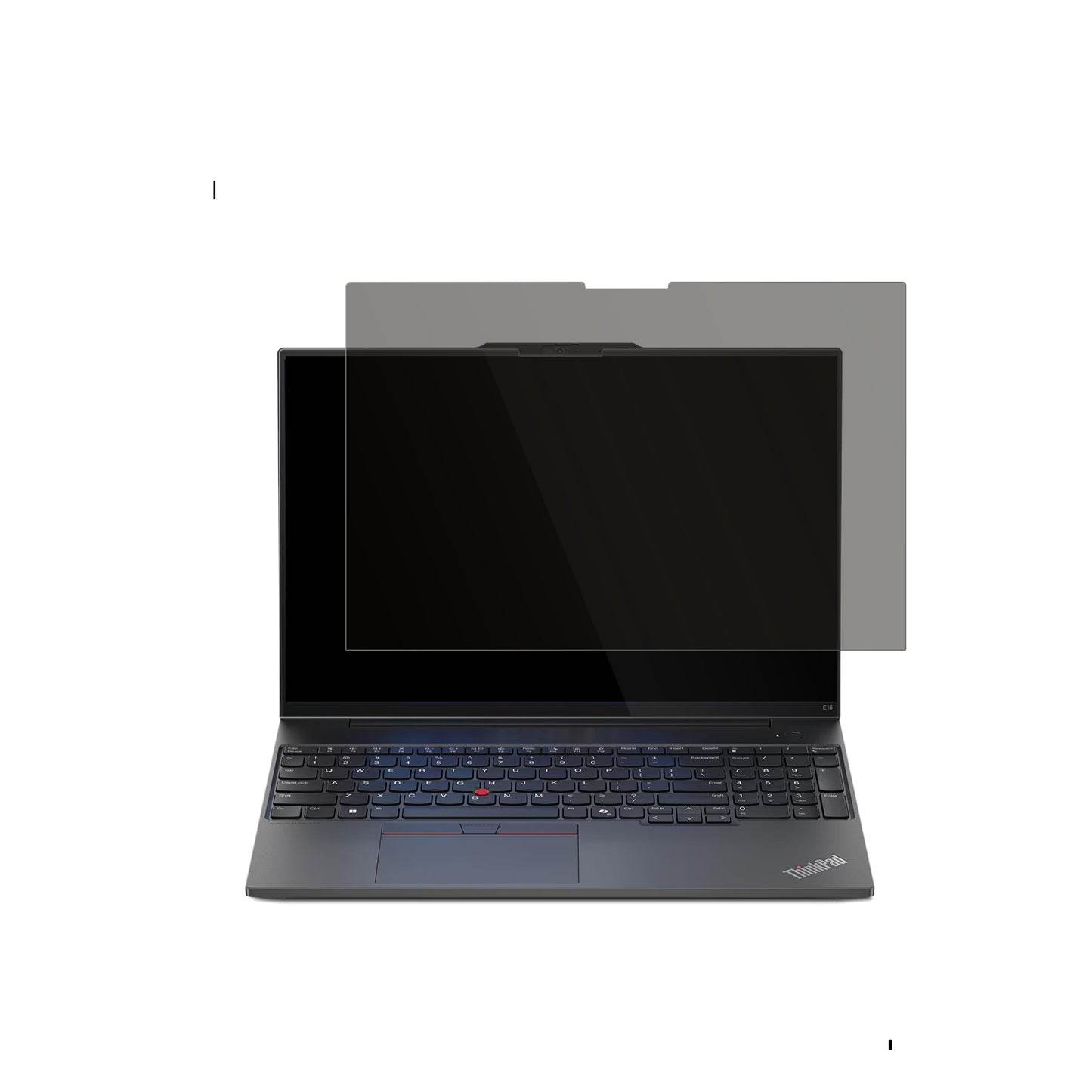 LenovoThinkpad E16 Gen 2 mit aufgebrachtem dipos Displayschutz, der seitliche Einblicke blockiert