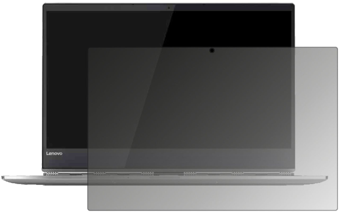 LenovoYoga 920 mit aufgebrachtem dipos Displayschutz, der seitliche Einblicke blockiert