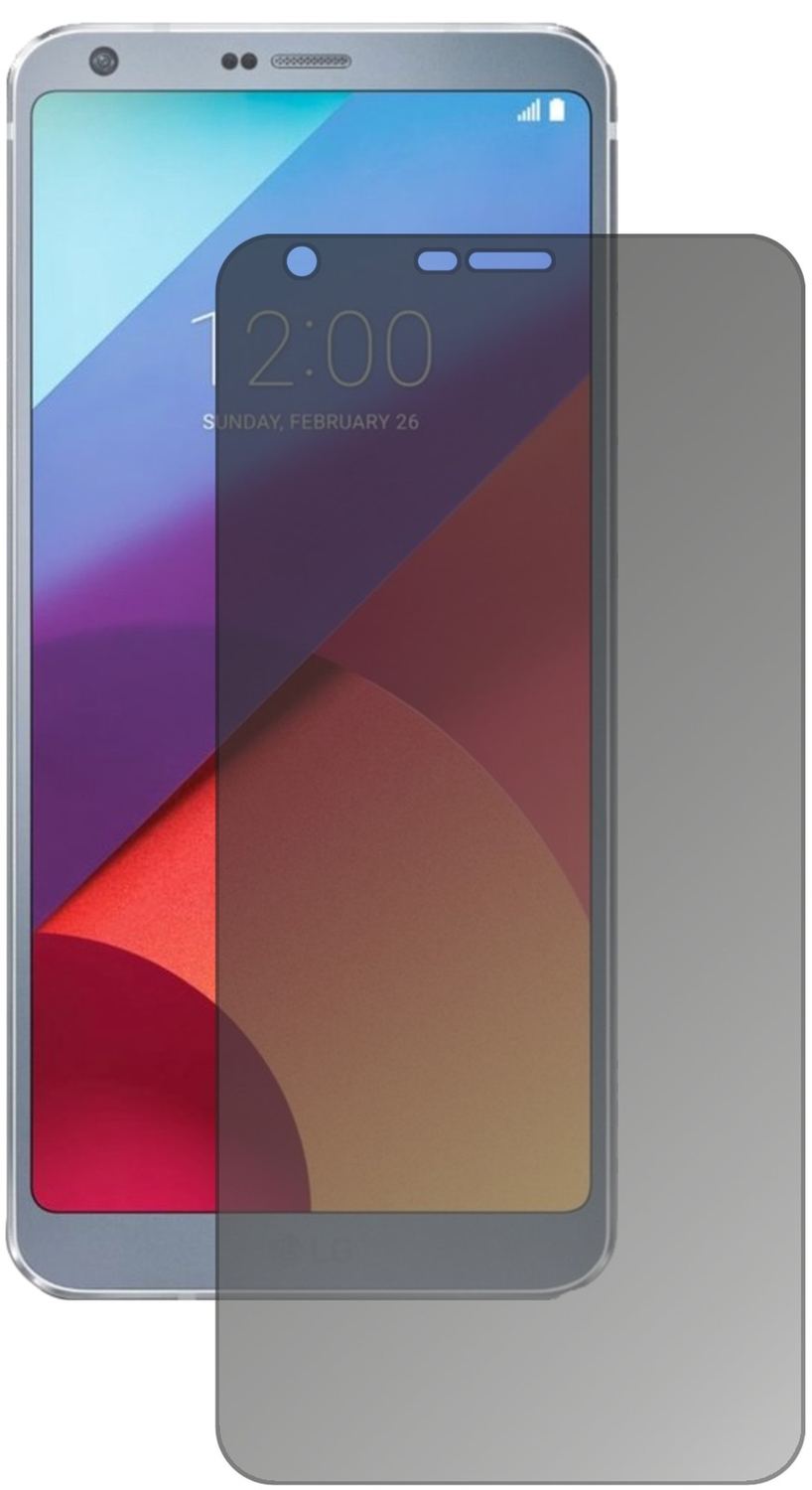LGG6 mit aufgebrachtem dipos Displayschutz, der seitliche Einblicke blockiert
