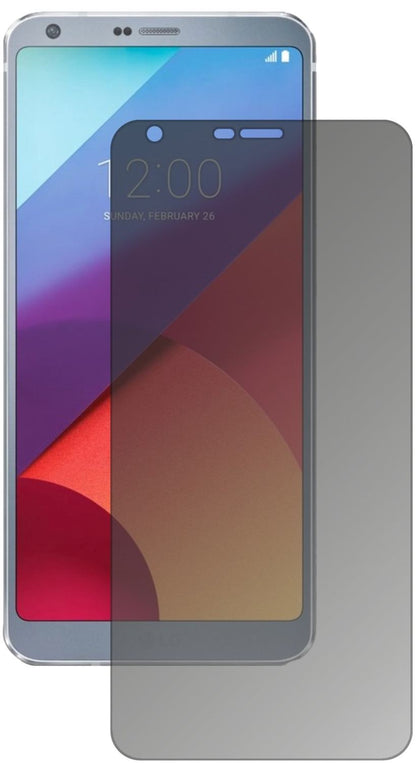 LGG6 mit aufgebrachtem dipos Displayschutz, der seitliche Einblicke blockiert