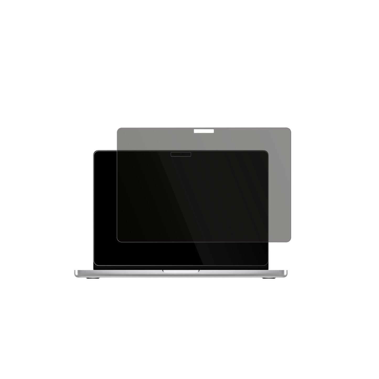 MacBookPro M4 16 Zoll 2024 mit aufgebrachtem dipos Displayschutz, der seitliche Einblicke blockiert
