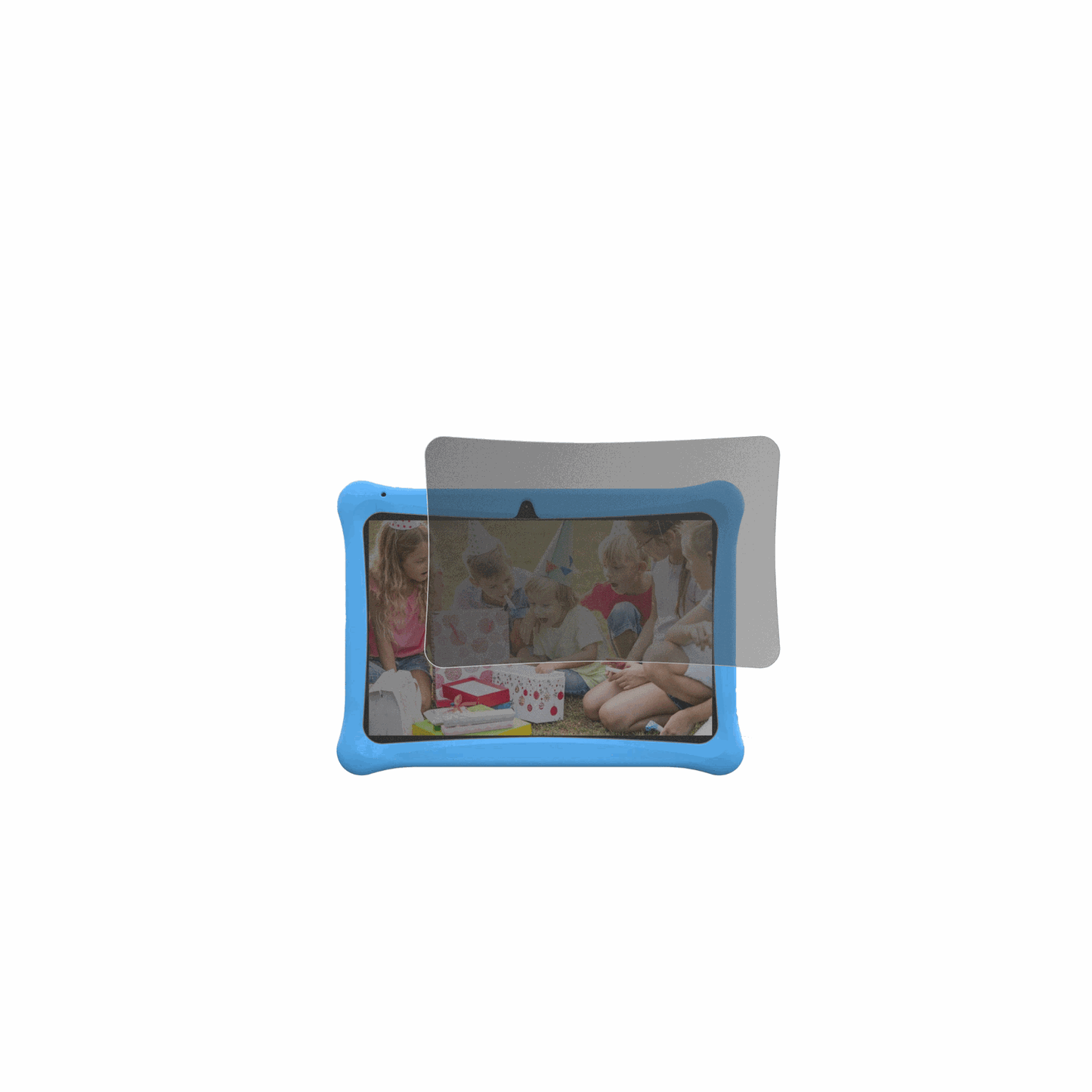 MenghuKids Tablet 10.1 mit aufgebrachtem dipos Displayschutz, der seitliche Einblicke blockiert