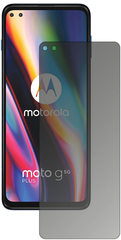 MotorolaMoto G 5G Plus mit aufgebrachtem dipos Displayschutz, der seitliche Einblicke blockiert