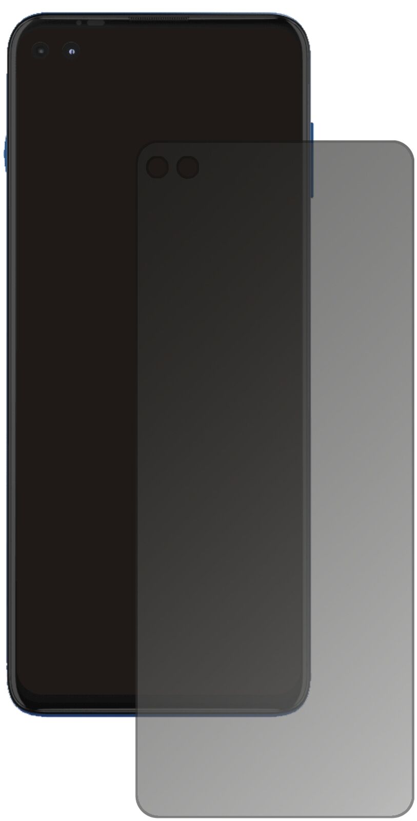 MotorolaMoto G100 mit aufgebrachtem dipos Displayschutz, der seitliche Einblicke blockiert