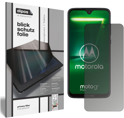 MotorolaMoto G7 Plus mit aufgebrachtem dipos Displayschutz, der seitliche Einblicke blockiert