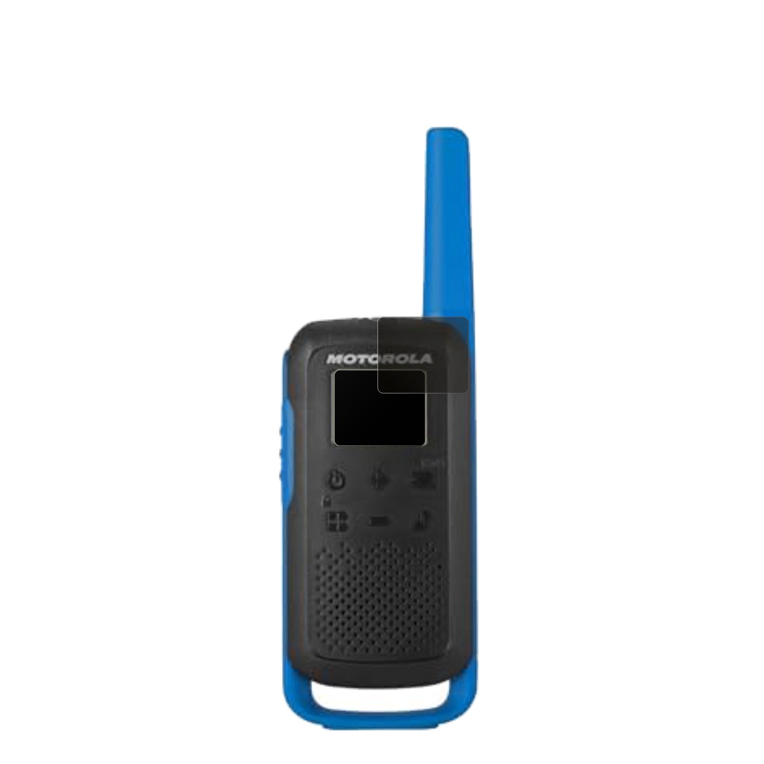 Motorola TalkaboutT62 PMR mit aufgebrachtem dipos Displayschutz, der seitliche Einblicke blockiert