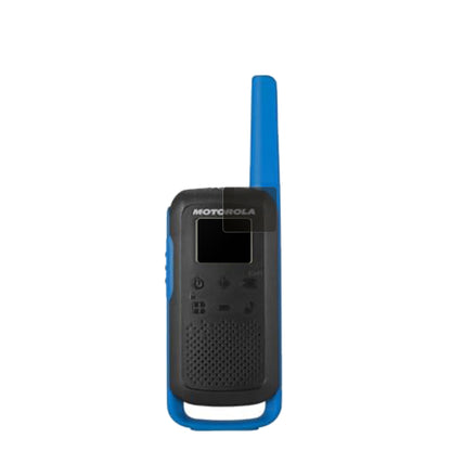Motorola TalkaboutT62 PMR mit aufgebrachtem dipos Displayschutz, der seitliche Einblicke blockiert
