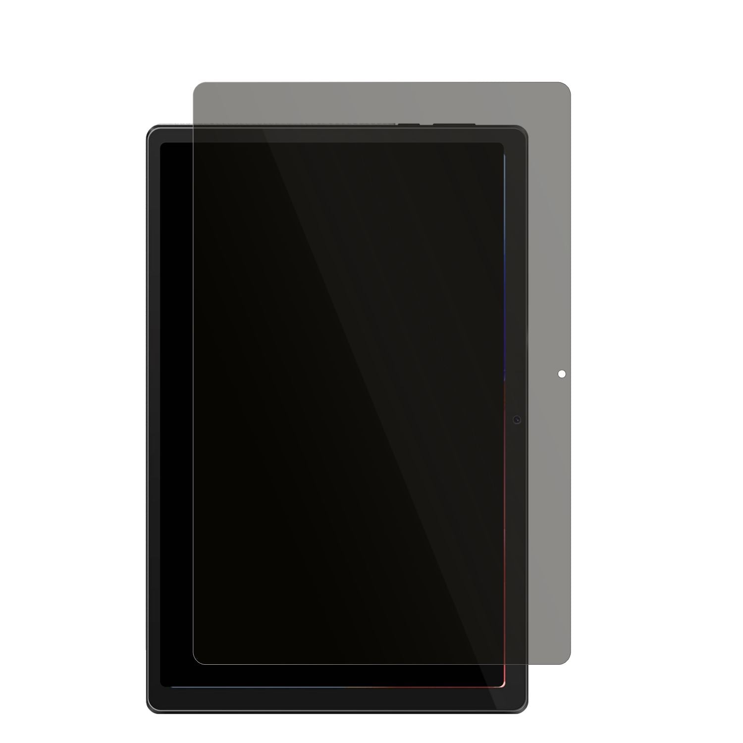 MouikeiTablet 10 Zoll mit aufgebrachtem dipos Displayschutz, der seitliche Einblicke blockiert