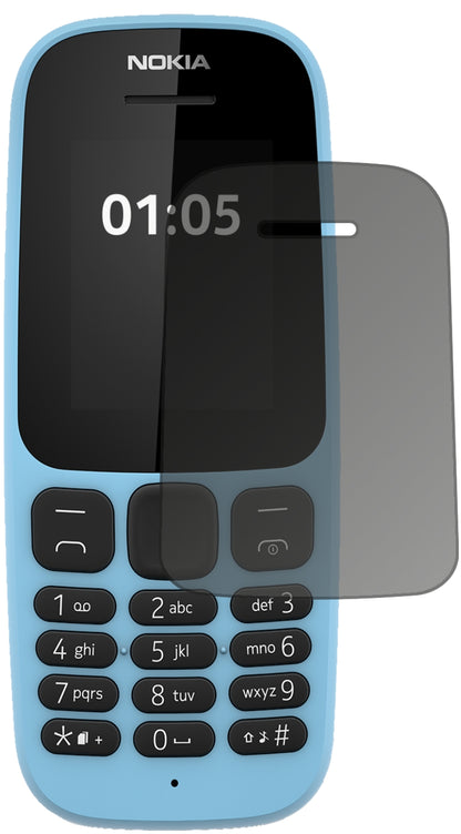 Nokia105 (2019) mit aufgebrachtem dipos Displayschutz, der seitliche Einblicke blockiert