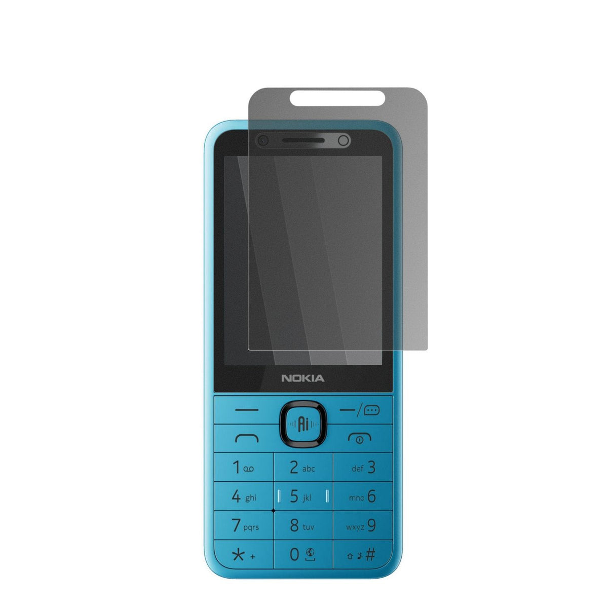 Nokia235 4G 2nd Edition mit aufgebrachtem dipos Displayschutz, der seitliche Einblicke blockiert