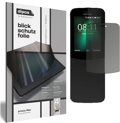 Nokia8810 mit aufgebrachtem dipos Displayschutz, der seitliche Einblicke blockiert