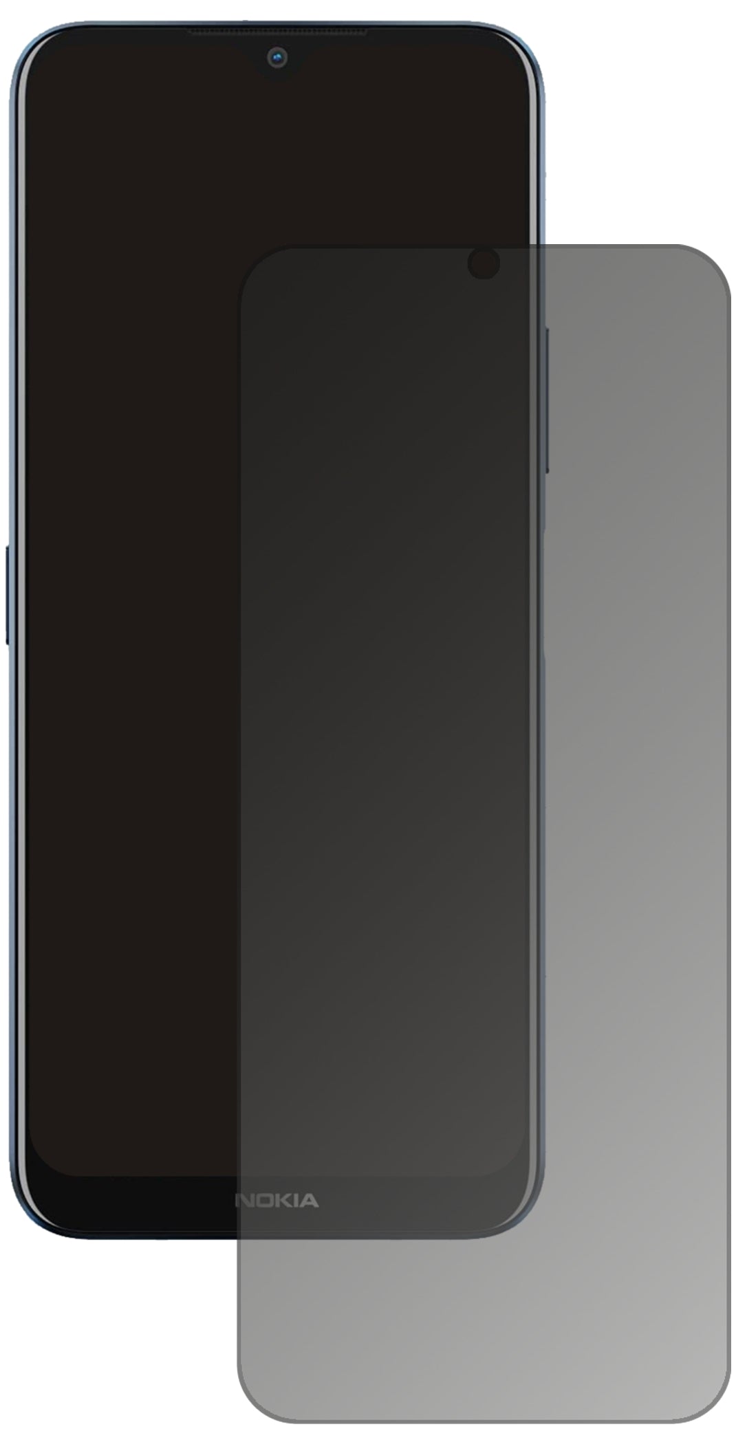 NokiaG50 5G mit aufgebrachtem dipos Displayschutz, der seitliche Einblicke blockiert