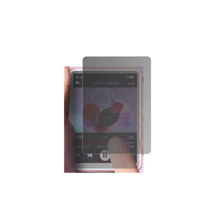OilskyM1 MP3-Player mit aufgebrachtem dipos Displayschutz, der seitliche Einblicke blockiert