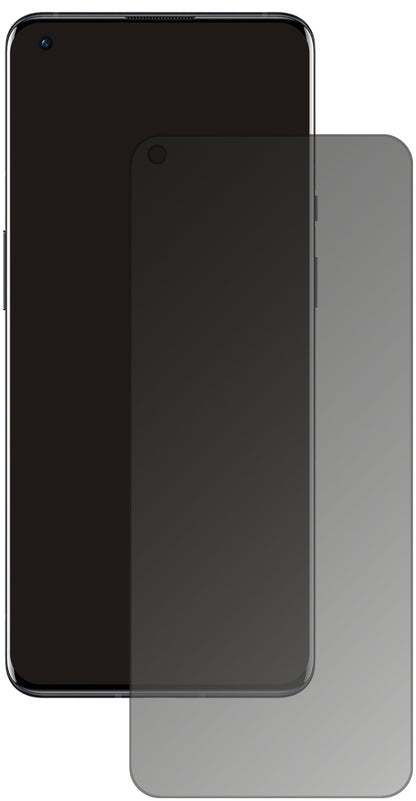 OnePlus9R mit aufgebrachtem dipos Displayschutz, der seitliche Einblicke blockiert